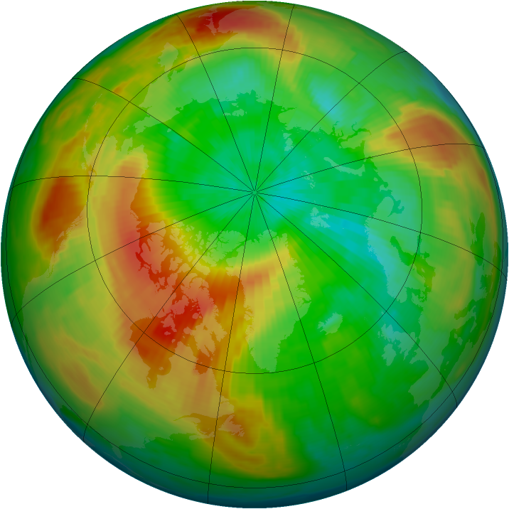 Arctic ozone map for 12 April 1997